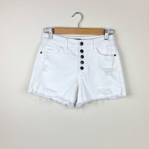Joe’s Frayed Hem White Denim Shorts